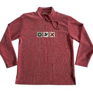 TEDDI Vintage Pullover Sweater Mock Neck Womens Medium 3/4 Zip Long Sleeve